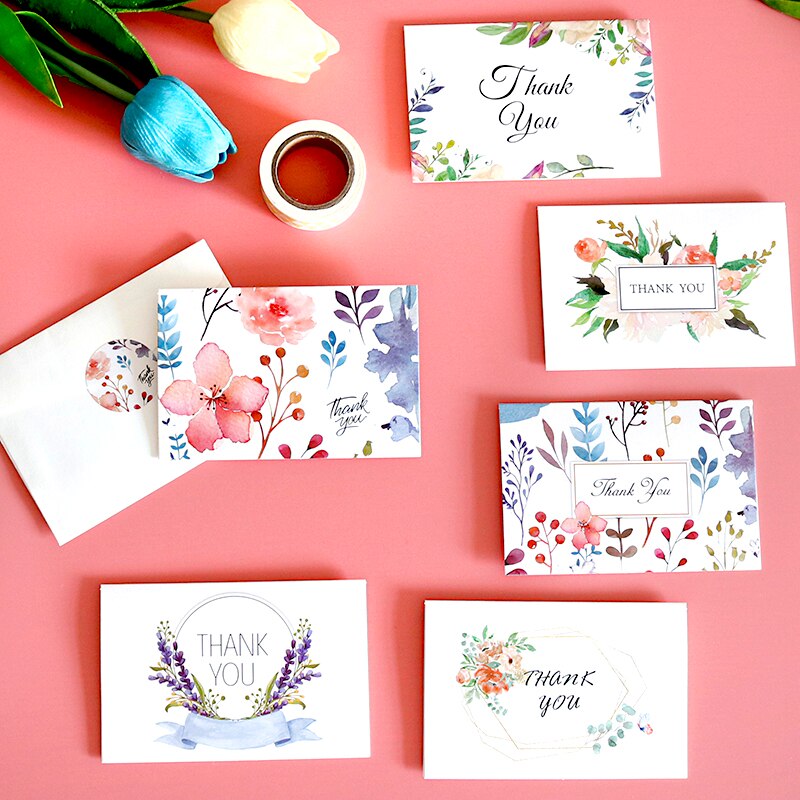 6setzt Blumen- danke Karte Hochzeit Party Einladung Gruß Umschläge Karten DIY leer Innen Klapp Schreibwaren Nachricht Karte