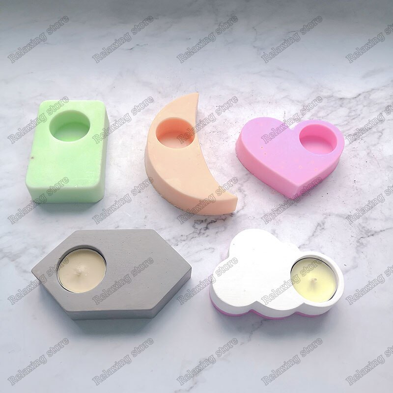 Candle Holder Concrete Molds Different Shapes Candlestick Plaster Crafts Mould Succulents Cement Clay Molds