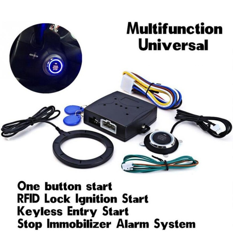 Car Alarm Engine Push Button Start Stop Button RFID Lock Ignition Switch Keyless Entry System Starter Anti-theft System