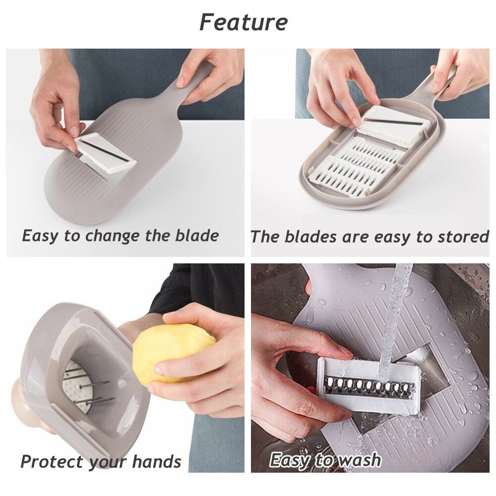 Seacreating 4 Blades Vegetable Chopper Dicer Mandoline Slicer Food Chopper Vegetable Spiralizer Vegetable Slicer Onion Chopper