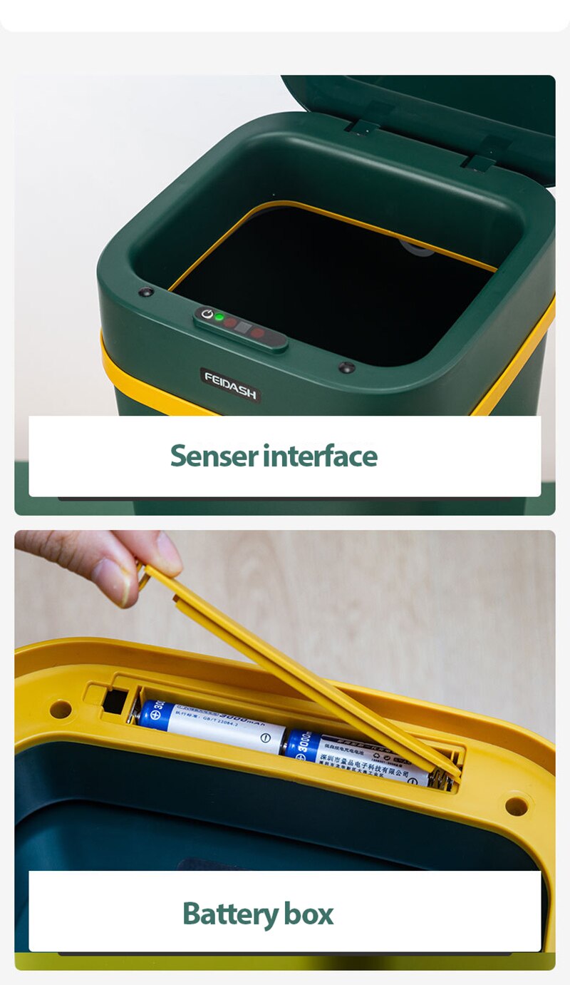 Smart Sensor Garbage Bin Automatic Induction Kicking Trash Can Kitchen Bathroom Trash Bin Toilet Waterproof Bin with Lid 10/12L