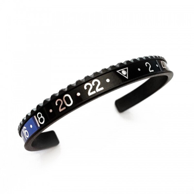Aço inoxidável manguito pulseiras famosa marca preta pulseira de carro da motocicleta para mulheres s03: black-black blue