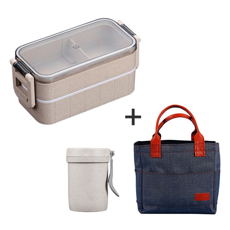Microwave Bento Box Wheat Straw Child Lunch Box Japanese Dinnerware Leak-Proof Bento Lunch Box For Kids School Food Container