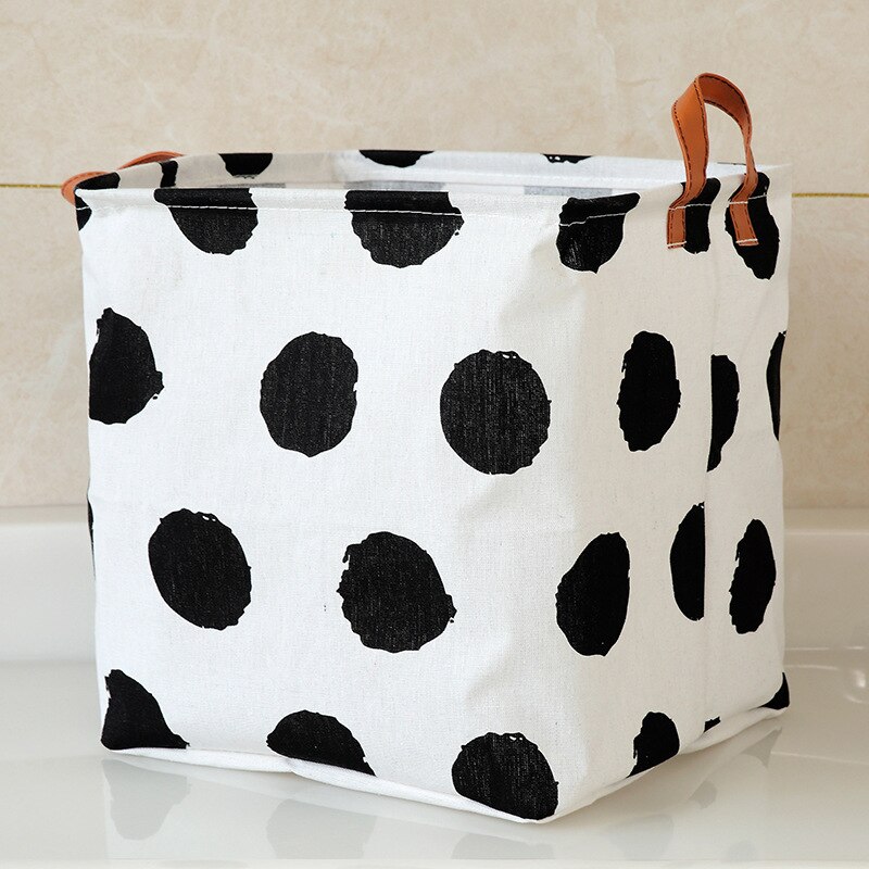 Linen Laundry Basket Square Dirty Clothes Toys Folding Organizer Bucket Anti-dust Big Storage Barrel Hamper Storage Home: Round