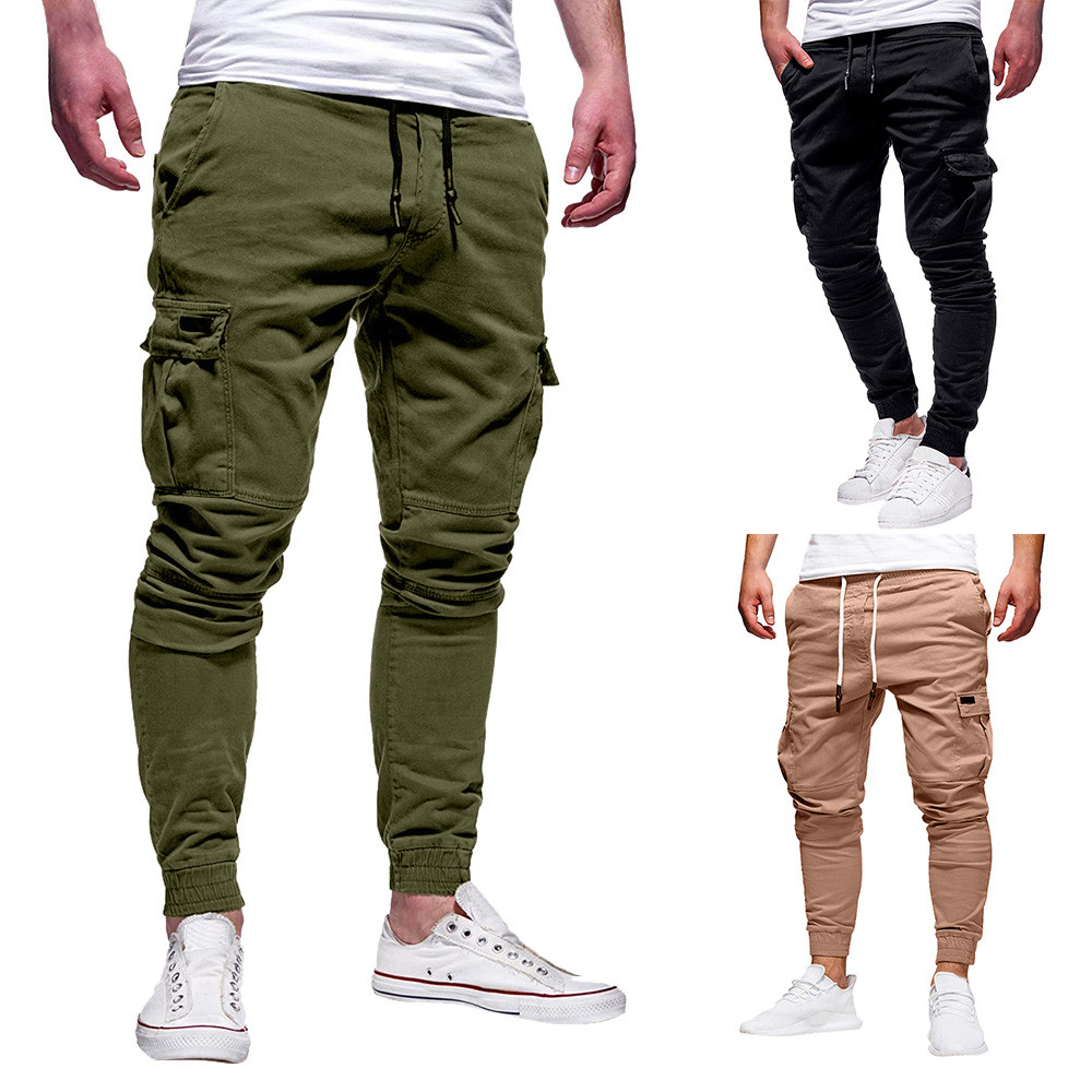 Men's Sport Pure Color Bandage Casual Loose Sweatpants Drawstring Pant