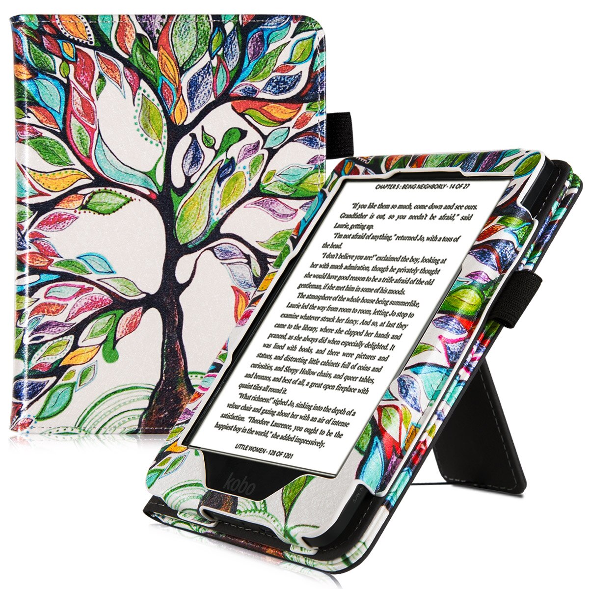 Stand Case for Kobo Clara HD eReader - PU Leather Protective Cover with Hand Strap/Magnetic Closure and Auto Sleep/Wake: Life Tree