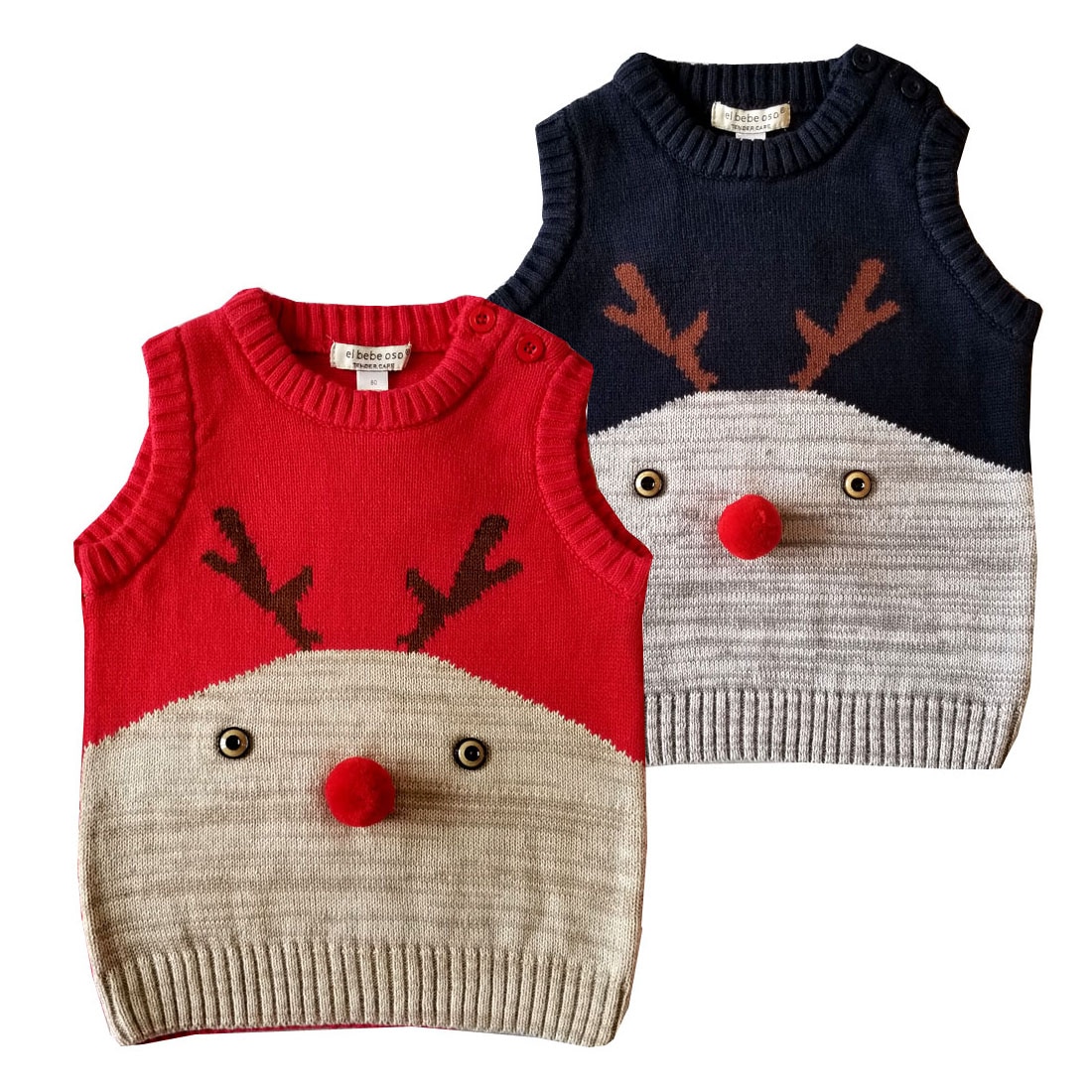 Børn sweater ærmeløs år sweater strikket baby vest toddler pige sweater elg hjorte toppe jul outfits forår efterår