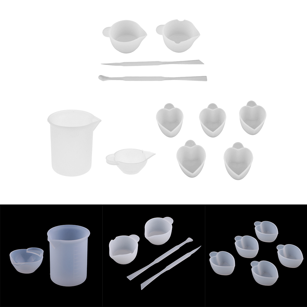 11pcs/Set Silicone Stirring Rods Stick + Mixing Measuring Distribution Cups Epoxy Resin Tool