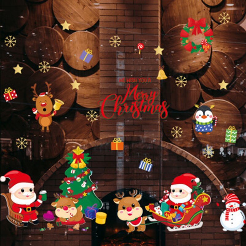 Christmas decorations scene layout decoration stickers window glass window stickers wall stickers