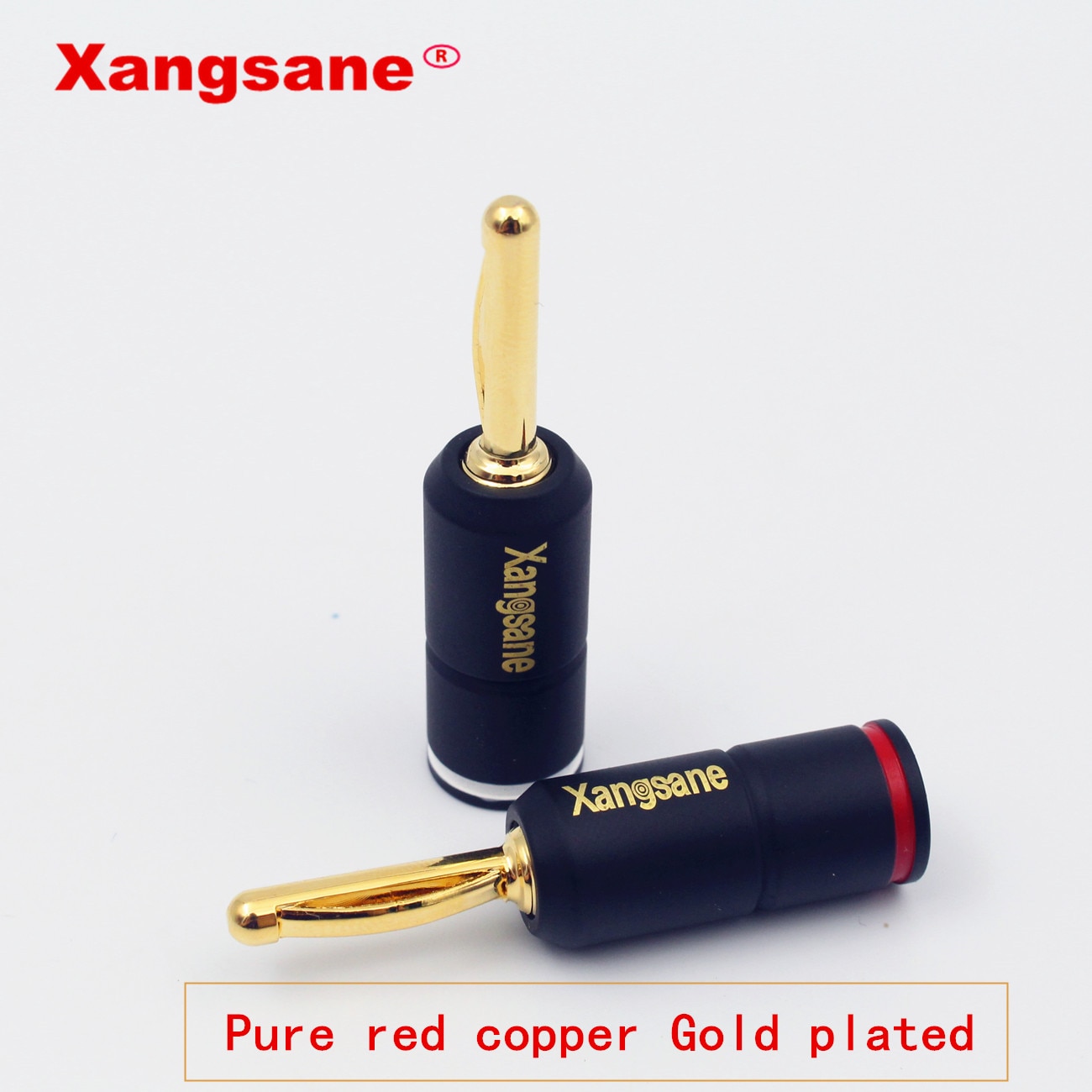 Xangsane 4 pieces High Performance Pure red copper Gold plated Banana Lock Plug HiFi Speaker Banana Connectors