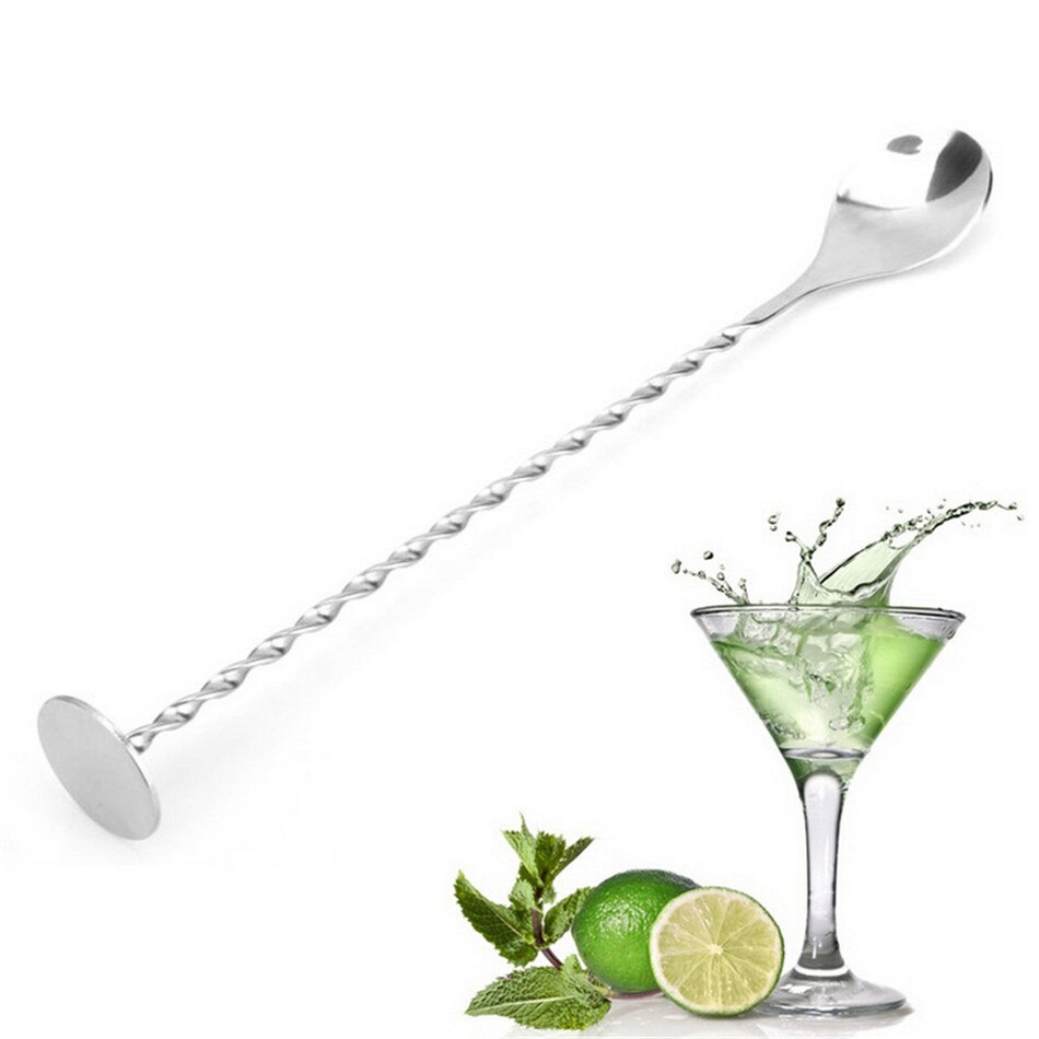 Coctelera de acero inoxidable de , Patrón En Espiral, agitador de bebidas, agitador, agitador, cuchara mezcladora trenzada, vajilla de cocina