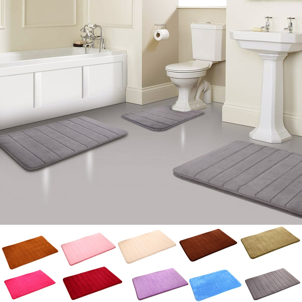 Tapis de bain en mousse à mémoire | Tapis de sol épais, doux et fort, absorbant et antidérapant, pour salle de bains, JAN88