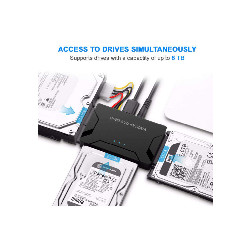 SATA/IDE to USB 3.0 Adapter, Hard Drive Reader for Universal 2.5 3.5-Inch IDE and SATA External HDD/SSD, Hard Drive Adapter