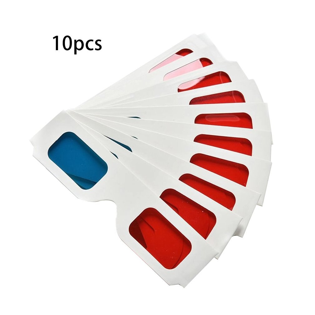 10pcs/lot Paper Anaglyph 3D Glasses Paper 3D Glasses View Anaglyph Red/Blue 3D Glass For Movie Video EF