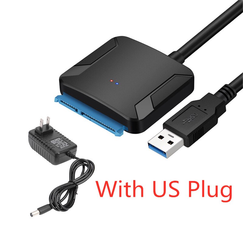 USB 3.0 To SATA Convert Cable Support 2.5"/3.5" External SSD HDD Adapter Hard Drive 22pin Sata III To USB3.0: with US Plug