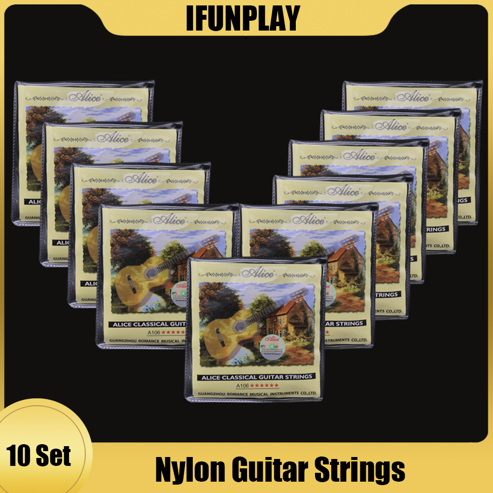 10-pack Ifunplay A106-H Klassiska Gitarsträngar - Klar Nylon & Silverpläterad Kopparlegering