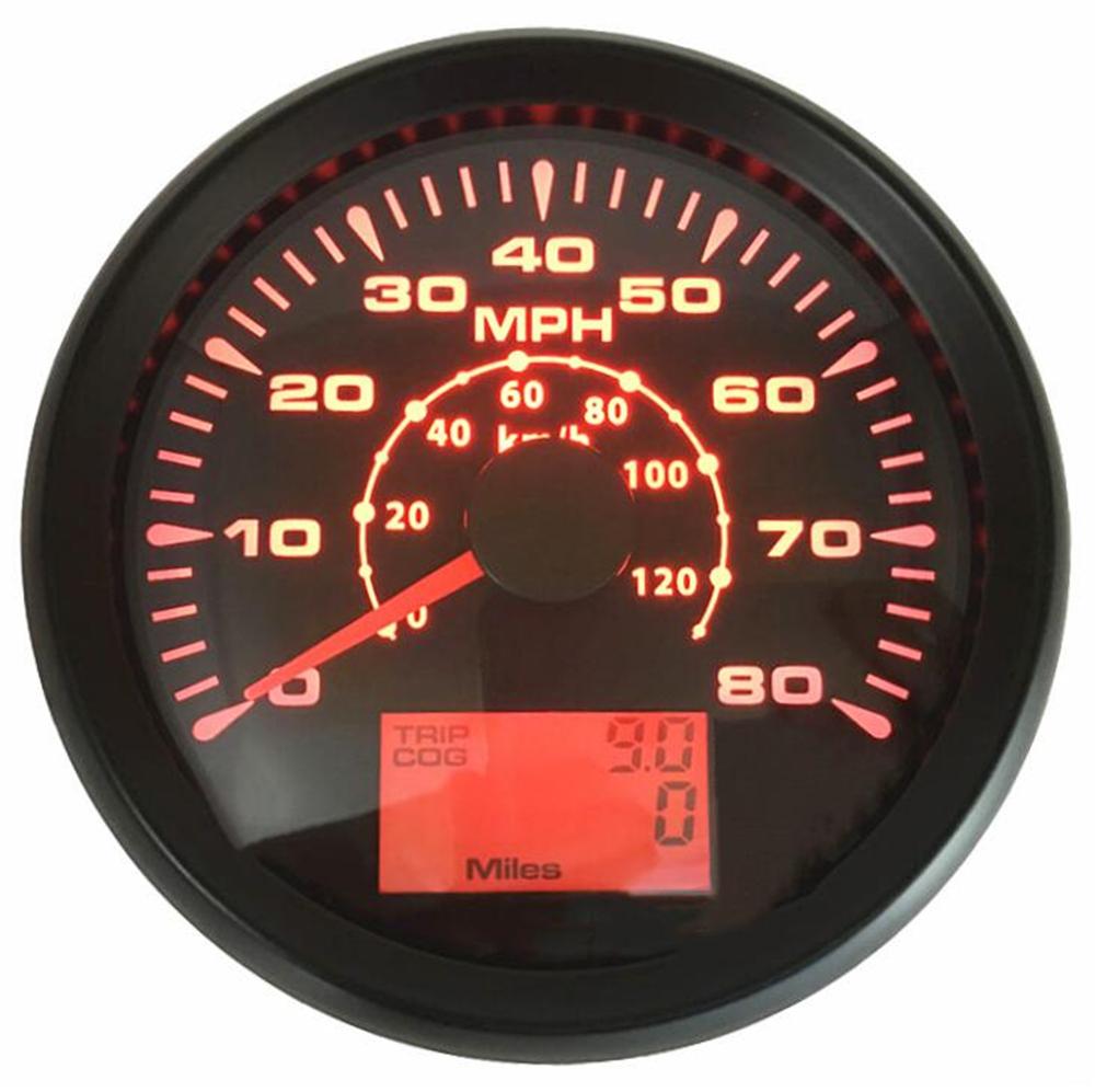 Paquete de 1 0-80MPH Auto Tuning GPS velocímetro calibres 85mm 0-120 km/h miómetros de velocidad GPS Odometers Travel Gauges Cog 9-32vdc