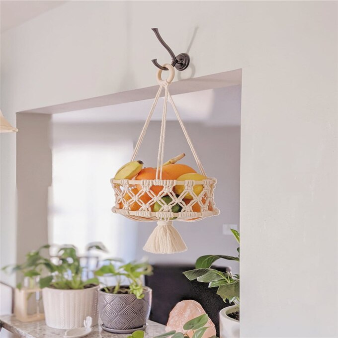 Boho Fruit Macrame Hanging Kitchen Storage Basket