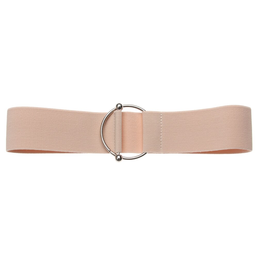 1PC Women Waist Belts Cotton Cloth Elastic Band Round Simple Buckle Decoration Dress Waist Chain for Coat Sweater: Beige