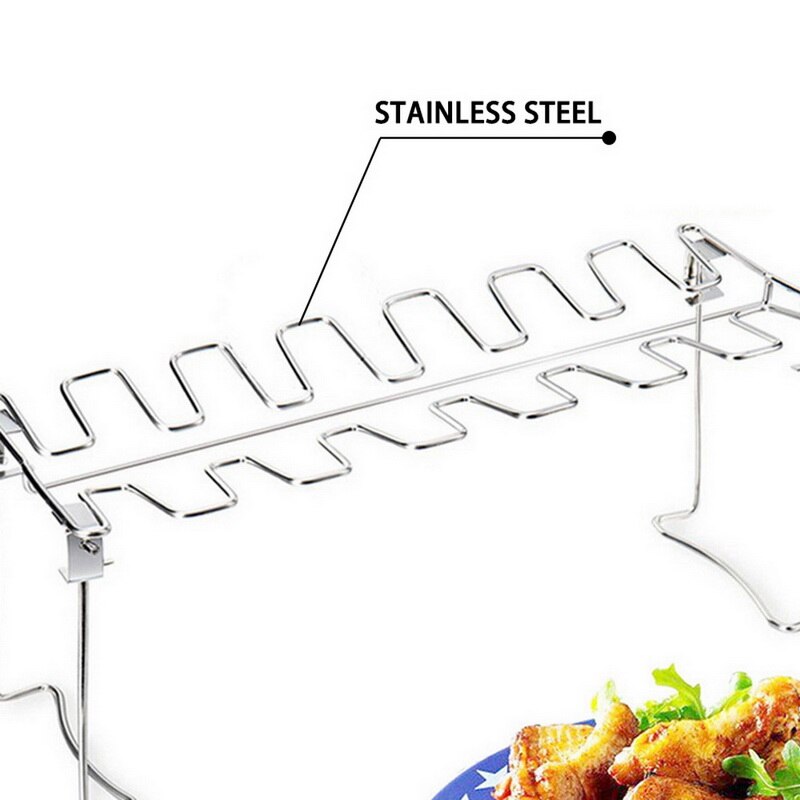 Rostfritt stål kycklingben och vingar grillställ för fågelgrill rökugn grill vertikalt stekställ grilltillbehör