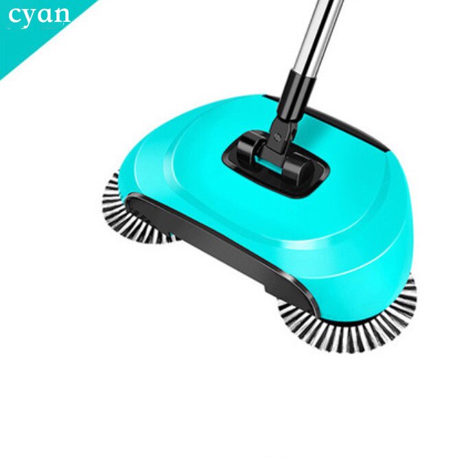 3 en 1 main pousser balayeuse balai y compris balai pelle à poussière vadrouille outil ménager main pousser automatique salle de nettoyage paquet magique: cyan