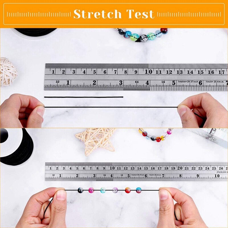 BMBY-1 rouleaux de ficelle élastique de 100M pour Bracelets et 20 cordons pour collier ciré noir de 20 pouces avec fermoir en vrac