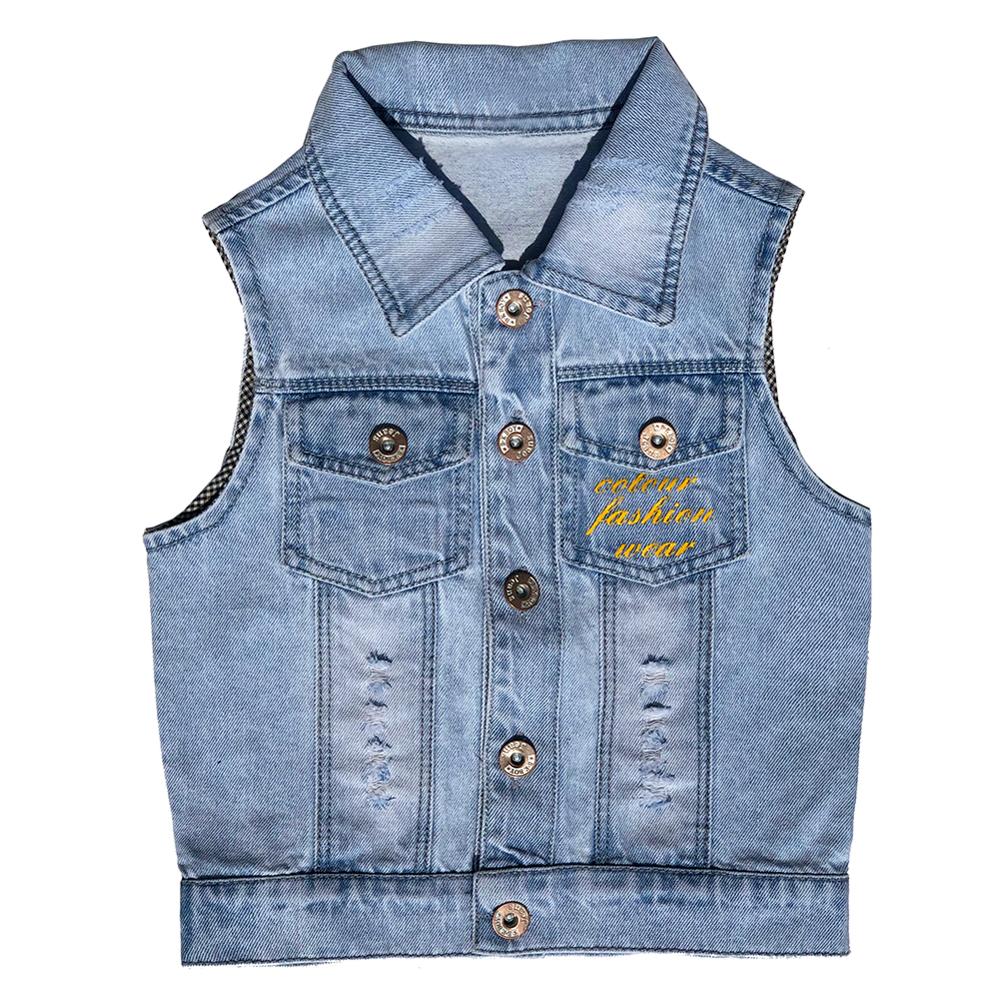 Gilet de printemps-automne pour enfants de 2-5 ans, manteau en Denim, petites filles