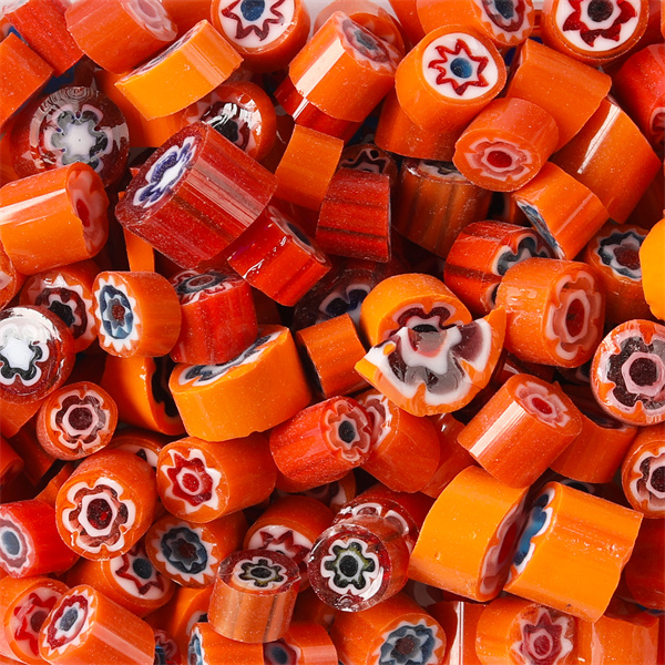 500g/17.63oz (około 520 sztuk) kolorowe Millefiori paciorki szklane płytki z mozaiką tysięcy kwiatowy koralik kształt cylindra DIY rzemiosło materiał: Red Mix
