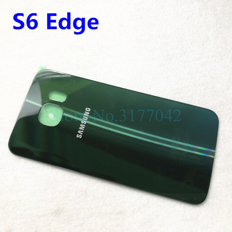 Funda de batería trasera para SAMSUNG Galaxy S6 Edge S6 + S6 Edge Plus G925 G925F G920 G920F G928 funda trasera de vidrio G928F: S6 Edge green