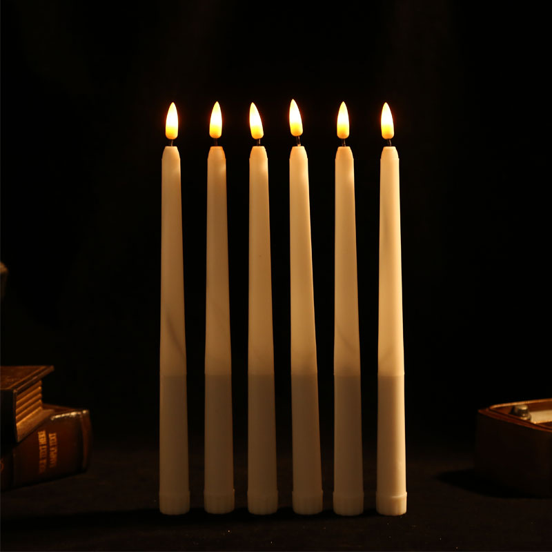 6/12/24 stuks Plastic Flickering Vlamloze LED Taper Kaarsen met Bullet vlam, 28 cm Geel Amber Batterij Kerst Kaarsen