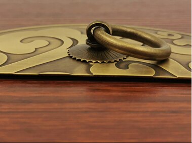 Poignée antique chinoise en cuivre pur, serrure d'armoire, porte de garde-robe, chaussures, poignée antique gravée poignée ronde