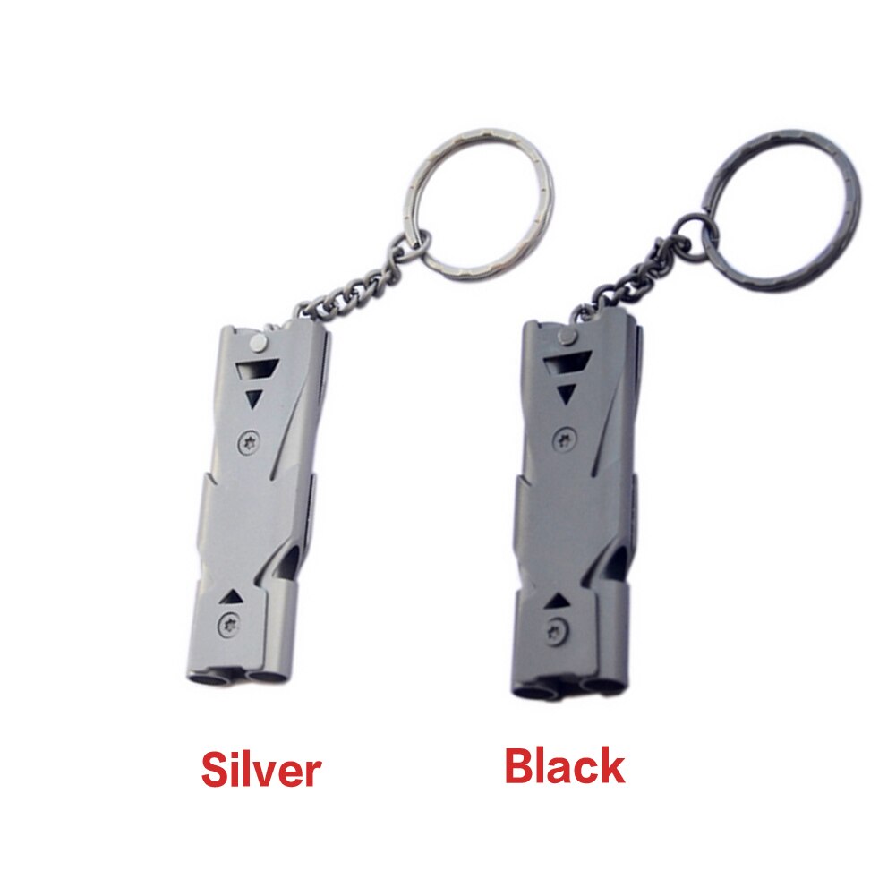 Doppel Rohr Hohe Dezibel edelstahl Outdoor Notfall Überleben Keychain Cheerleading