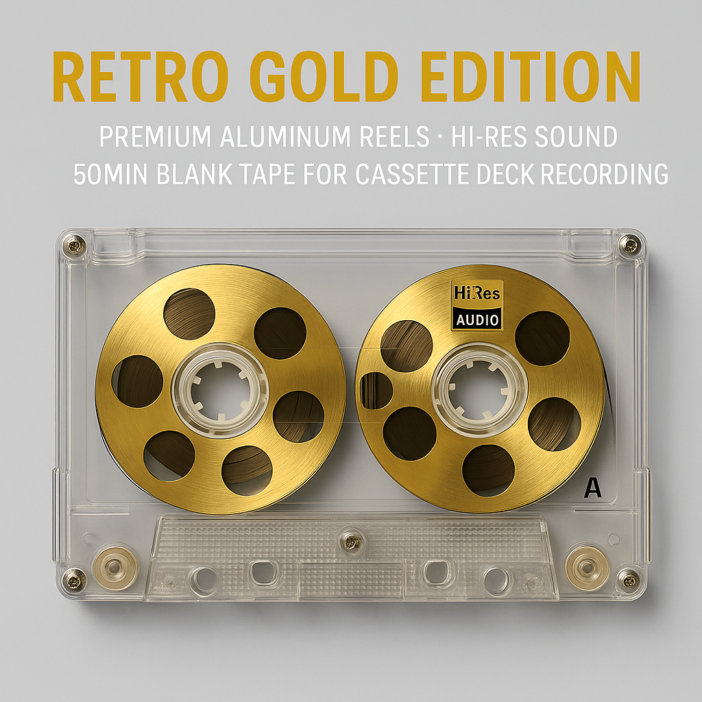 Classic Mini Reel Cassette Tape 50min Blank Recording Tape Double-Sided Metal Reel Retro Style Hi-Res Audio