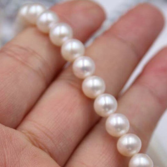 7 millimetri/61 pz Rotonda Naturale Bianco/Rosa/viola/D'acqua Dolce Branelli Allentati Della Perla per FAI DA TE Gioielleria Raffinata che fanno: naturale bianca pearl