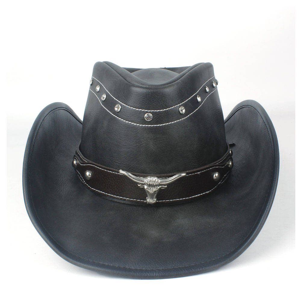 Unisex Men Women Leather Western Cowboy Hat Winter... – Grandado