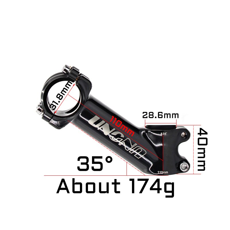 UNO Stem 7 Degree Bicycle Stem Road 17 Degree Ultralight Stem MTB 31.8mm Bicycle Handlebar Stem 35 Degree 60-130mm Kalloy Stem: 110mm  35 degree