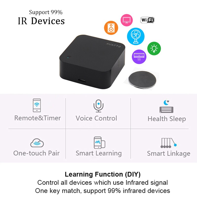 AVATTO Universal IR Remote Controller, Smart Home Automation WIFI IR Remote Controller Voice Control For Alexa Google Home