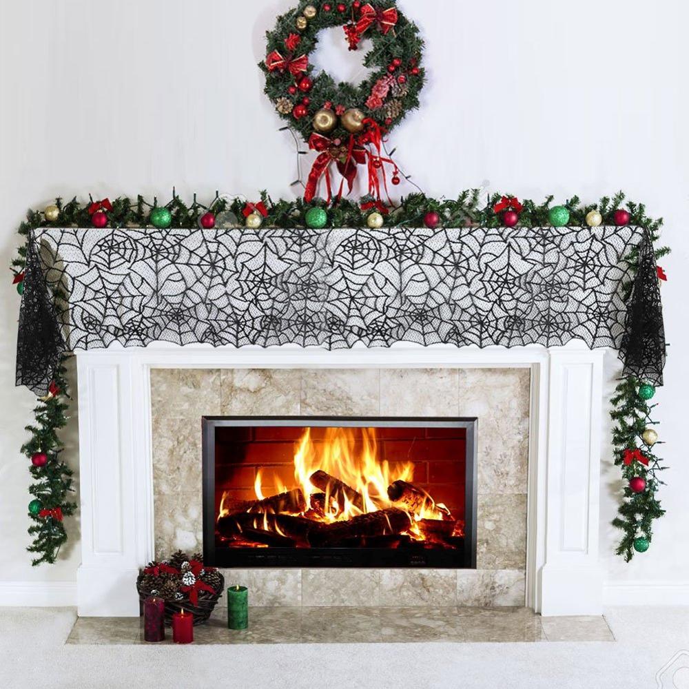 Halloween lace table runner Black spider Web Tablecloth Halloween Table Flag for Festive Decoration Halloween