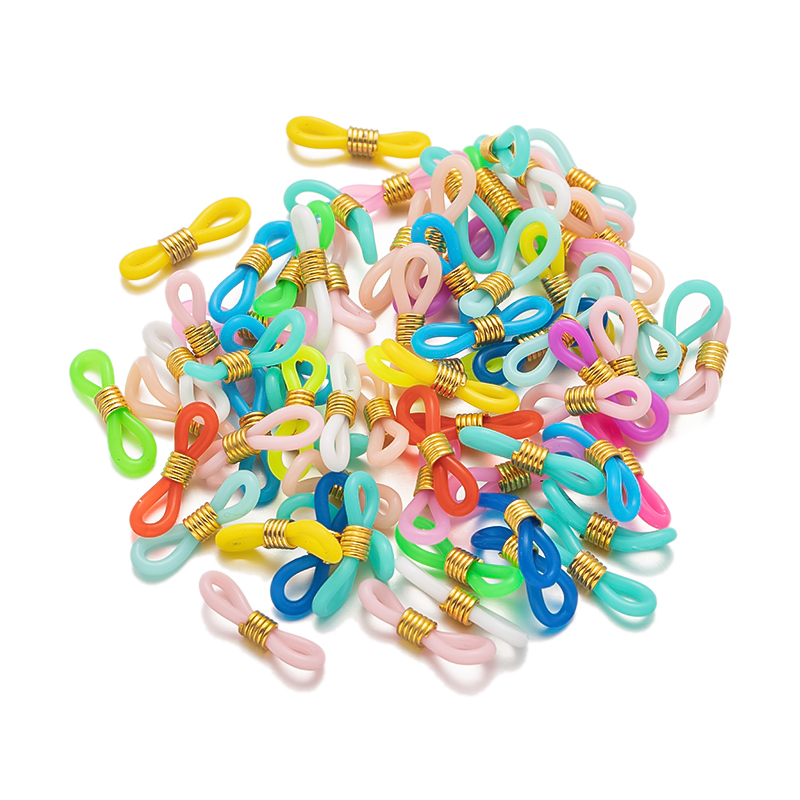 50Pcs Eyeglass Chain End Adjustable Spring Rubber End Connector for Eye Glasses Sunglasses Cord Holder Strap Loop Necklace Chain