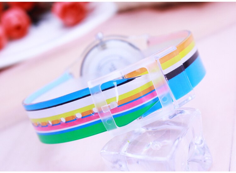 WILLIS Rainbow stripe Women Willis MiNi Watches Resin Table Waterproof Ladies Table Rainbows Watches