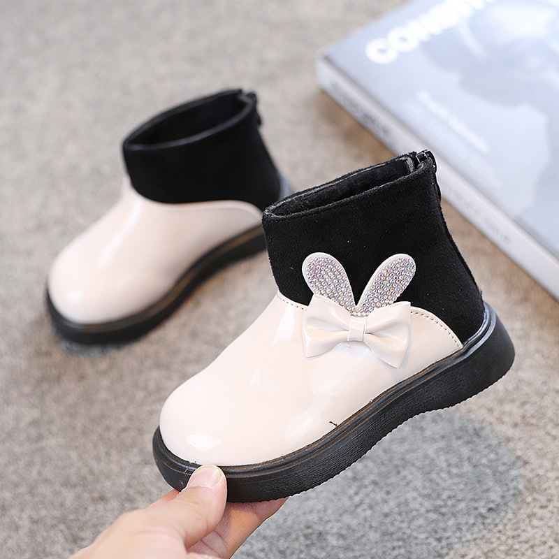 Herbst- und winterstiefel von Martin, koreanische mädchen; #39 ; reißverschluss hinten, prinzessinnen-stiefel, niedlich, plüsch, runder kopf: Cremefarben / 24(15.7cm)