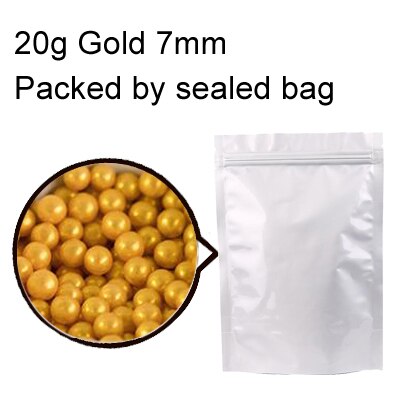 130G/20G Goud Zilver Kralen Eetbare Parel Suiker Bal Fondant Diy Cake Bakken Cookie Decoratie Suiker Snoep klei 4/6/7Mm Gyh: 20g Gold 7mm