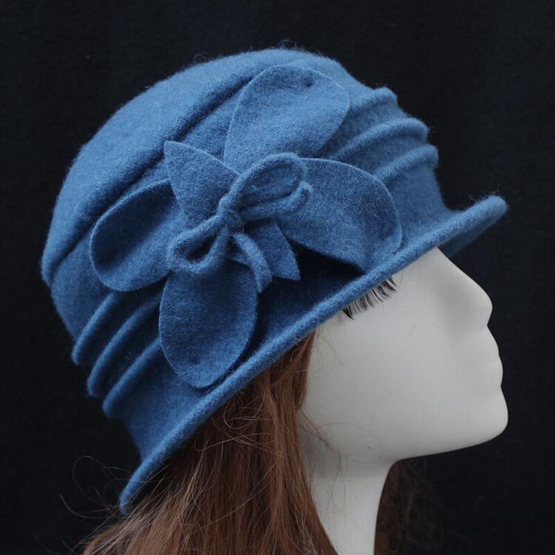 mujer Invierno mariposa Floral Fedoras sombreros 100% lana cuenca Cap señora Casual boina hueso 8 colores