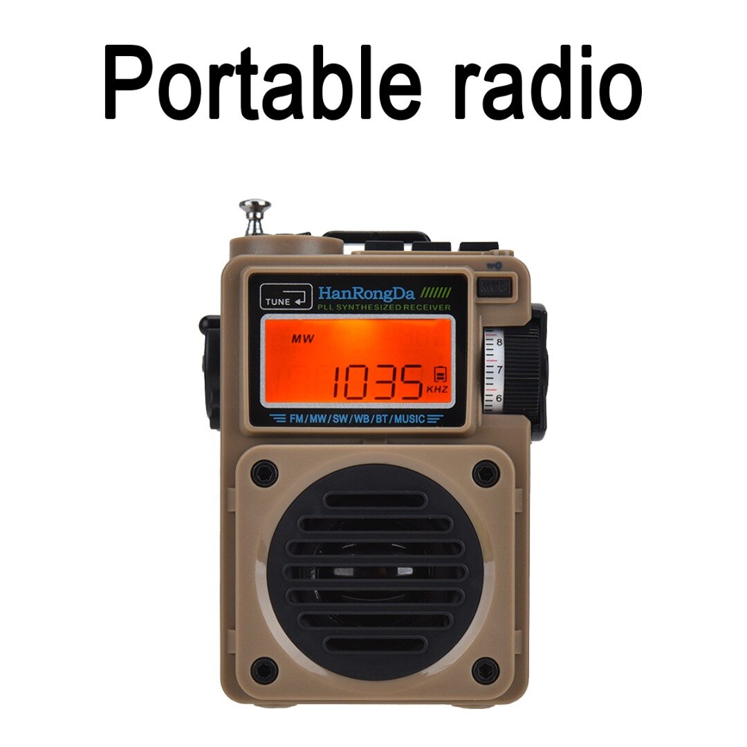 1pc HRD-701 Digital MP3 Player Recorder Full Band Radio AM FM SW Stereo Speaker Receiver TF Card Music Player Support Snooze: Khaki