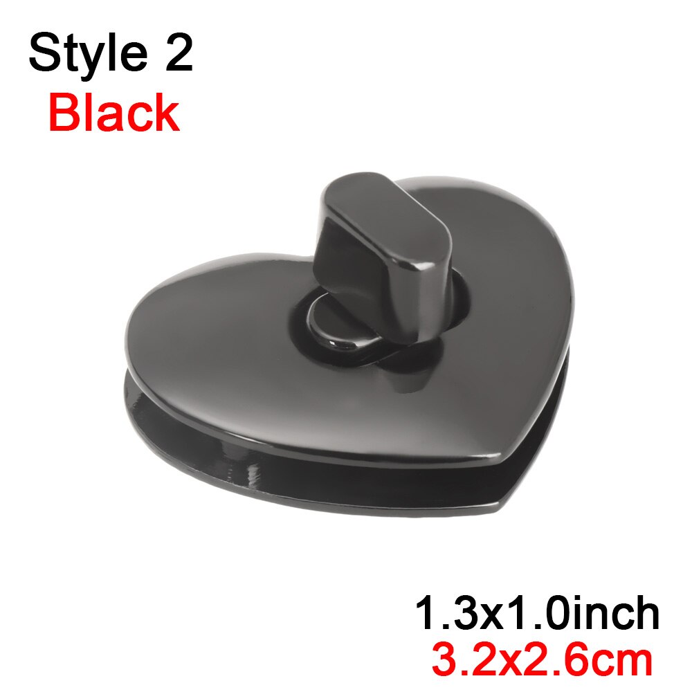 1Pc Metalen Duurzaam Sluiting Voor Diy Handtas Bag Purse Bagage Turn Lock Twist Lock Hardware Sluiting Zak Onderdelen Accessoires: Style 2-Black