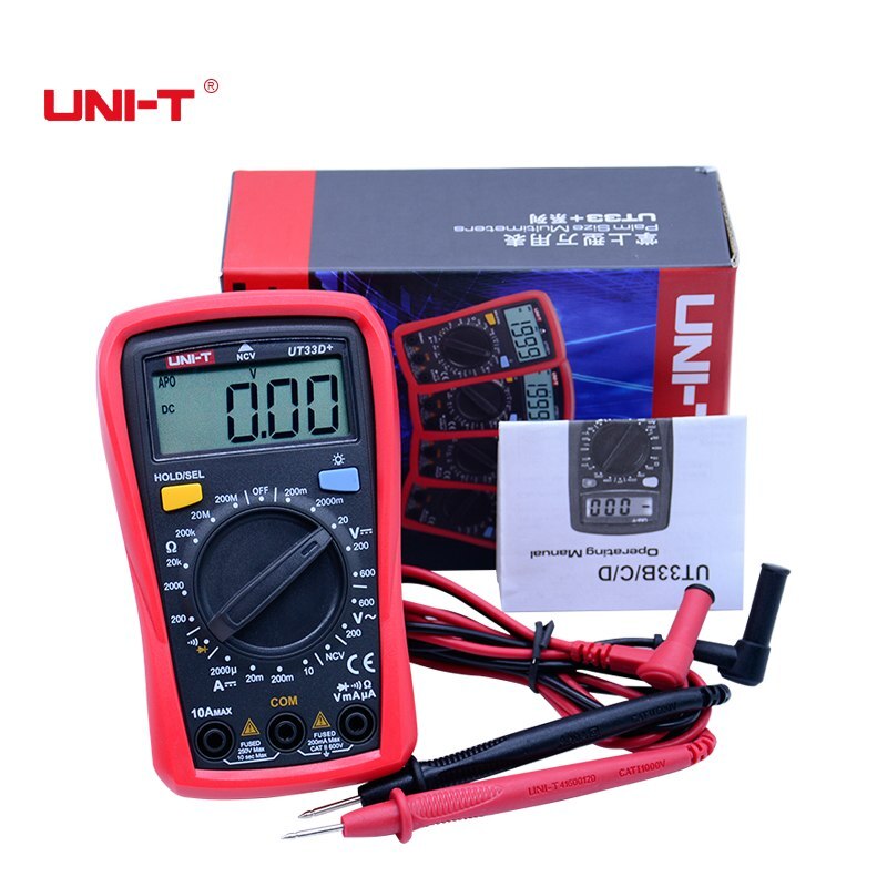 Multímetro UNI-T de tamaño de Palma UT33A + UT33B + UT33C + UT33D + multímetro digital con capacitancia/NCV/prueba de diodo/Zumbador de continuidad: UT33D