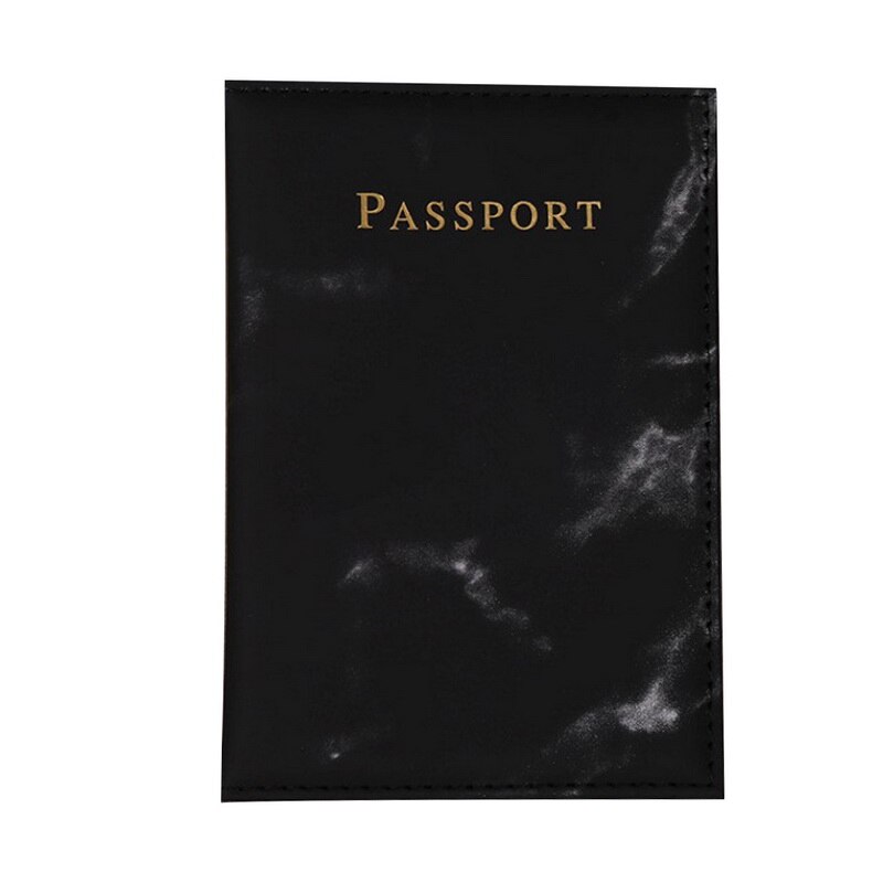 femmes hommes passeport Pu cuir marbre Style voyage porte-carte de crédit paquet portefeuille sac à main sacs pour homme et femme: Black