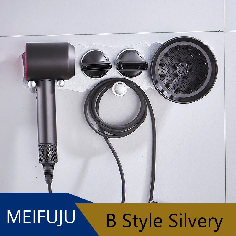 Zwart Föhn Houder Badkamer Planken Wall Mount Storgae Rack Badkamer Plank voor Dyson Supersonic föhn Houder Zilverachtige: B style  silvery