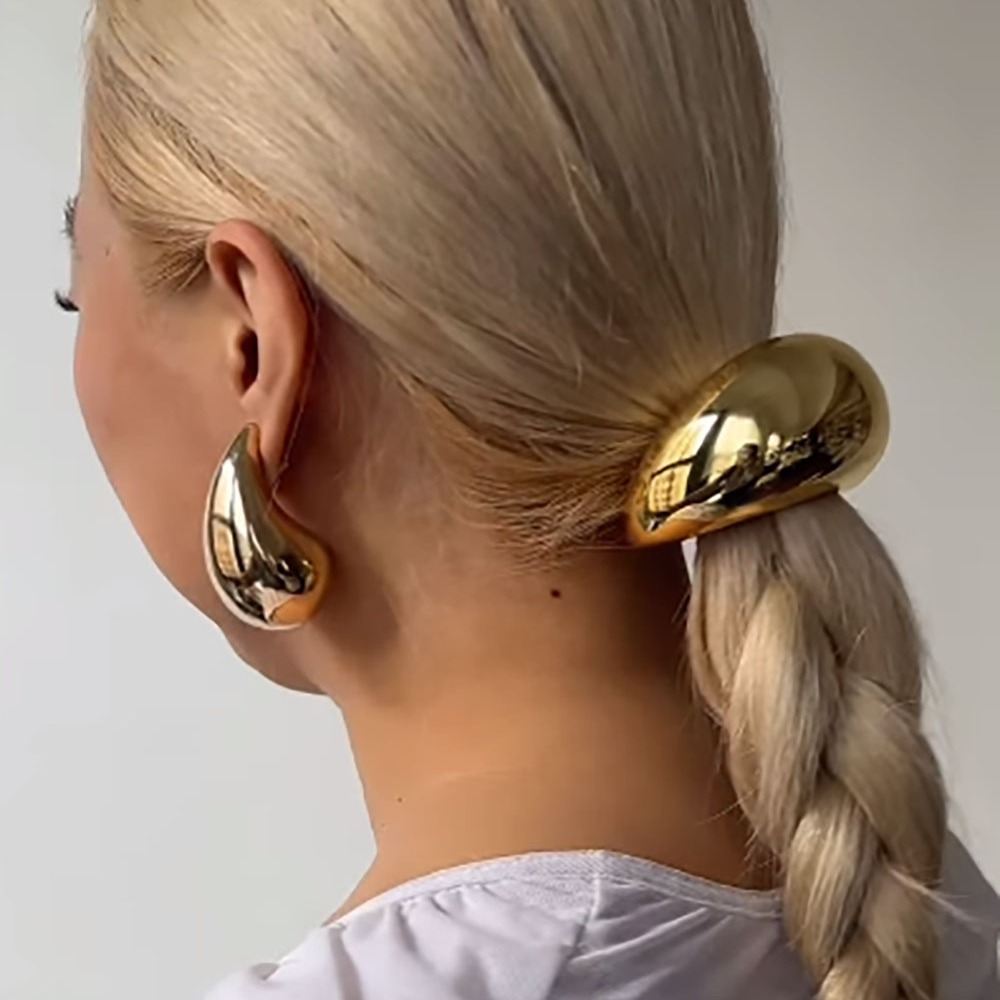 Pasadores para el pelo de cáscara de huevo de Metal para mujer y niña, geométrico brillante, Color dorado y plateado, 2024
