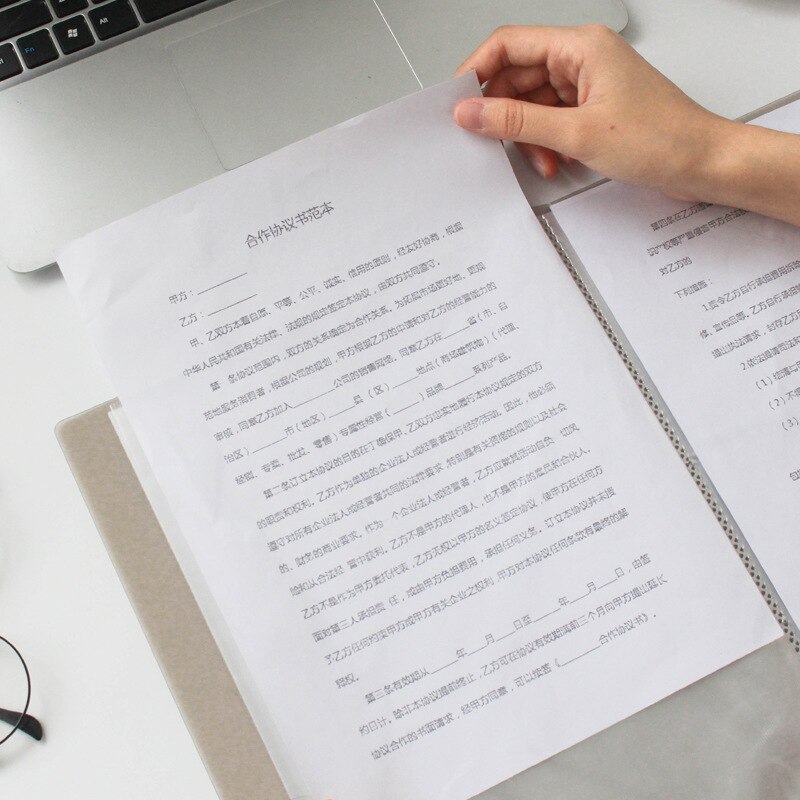 A4 Gray Information Book Examination Paper Folder Finishing Transparent Insert Multi-layered File Book Classification Collection